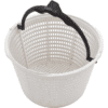 White plastic Waterway Renegade Basket Assembly with a black handle, featuring a perforated design for draining water.